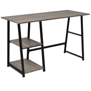 vidaXL Desk | Grey and Oak | MDF and Metal | Medium | Desk | Rectangular