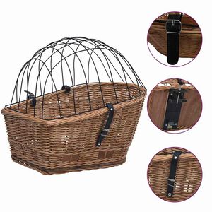 vidaXL Bike Rear Basket with Cover 55x31x36 cm Natural Willow
