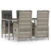vidaXL 5 Piece Garden Dining Set with Cushions Grey Poly Rattan