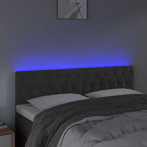 vidaXL LED Headboard Dark Grey 144 cm Velvet