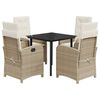 vidaXL 5 Piece Garden Dining Set with Cushions Beige Poly Rattan