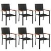 vidaXL 7 Piece Garden Dining Set Black Poly Rattan