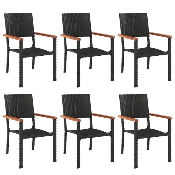 vidaXL 7 Piece Garden Dining Set Black Poly Rattan