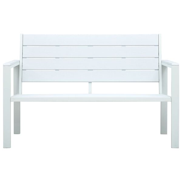 vidaXL Garden Bench 120 cm HDPE White Wood Look