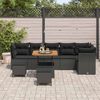 vidaXL Garden Sofa Set Height-Adjustable 9 pcs Black Poly Rattan