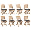 vidaXL Folding Chairs with Cushions 8 pcs Solid Acacia Wood