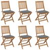 vidaXL Folding Chairs 6 pcs with Cushions Solid Acacia Wood
