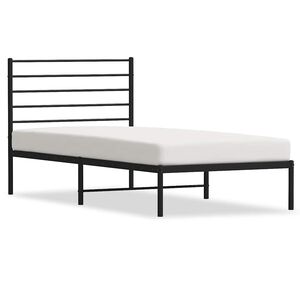 vidaXL Metal Bed Frame without Mattress with Headboard Black 107x203cm