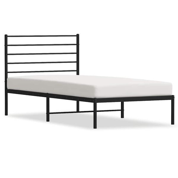 vidaXL Metal Bed Frame without Mattress with Headboard Black 107x203cm
