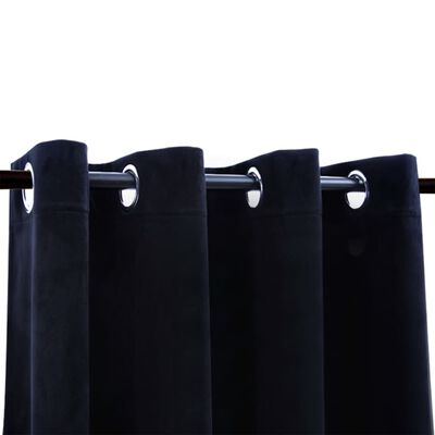 vidaXL Blackout Curtains with Rings 2 pcs Velvet Black 140x245 cm