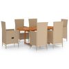 vidaXL 7 Piece Garden Dining Set Poly Rattan Beige