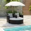 vidaXL Garden Bed with Parasol Black Poly Rattan