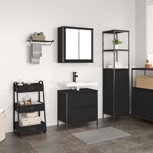 vidaXL 2 Piece Bathroom Furniture Set Black Oak Engineered Wood