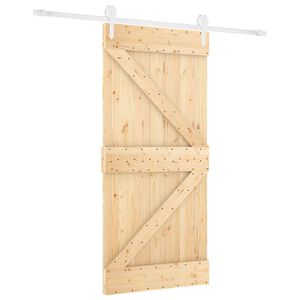 vidaXL Sliding Door Natural and White 90 x 210 cm Solid Pine Wood