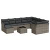 vidaXL 11 Piece Garden Sofa Set with Cushions Grey Poly Rattan