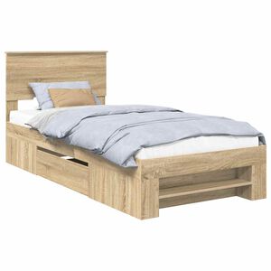 vidaXL Bed Frame with Headboard Sonoma Oak 90 x 200 cm Engineered Wood