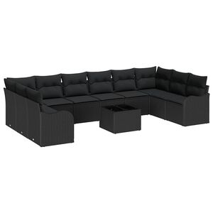 vidaXL Garden Sofa Set Black 55 x 55 x 37 cm Poly Rattan