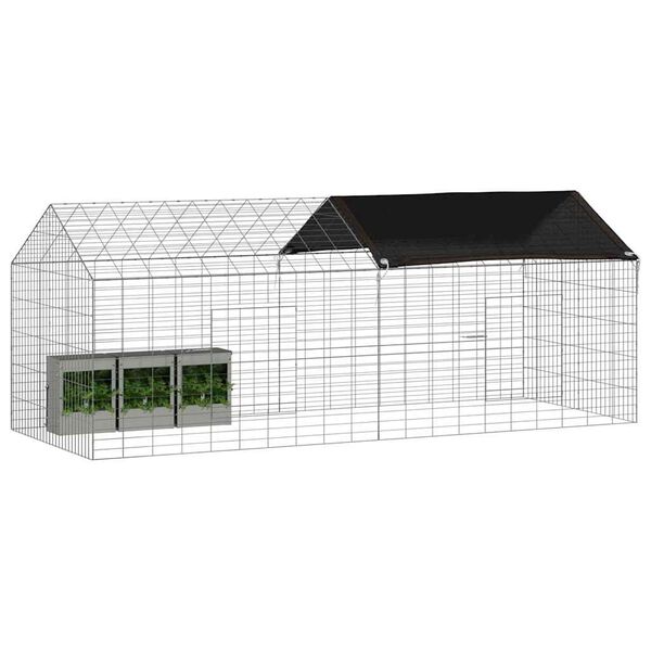 vidaXL Rabbit Cage Silver 200 x 78 x 78 cm Galvanised Steel