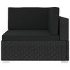 vidaXL Sectional Corner Chair 1 pc with Cushions Poly Rattan Black