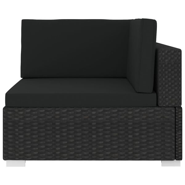 vidaXL Sectional Corner Chair 1 pc with Cushions Poly Rattan Black