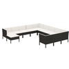 vidaXL 12 Piece Garden Lounge Set with Cushions Poly Rattan Black