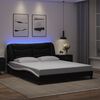 vidaXL Bed Frame with LED without Mattress "Hvar" Black and White 152x203 cm