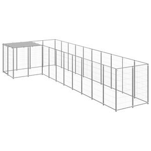 vidaXL Dog Kennel | Silver Grey | Powder-Coated Steel, Polyethylene | 7.26 m&sup2;