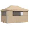 vidaXL Foldable Party Tent Pop-Up with 4 Sidewalls Beige