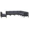 vidaXL 9 Piece Garden Lounge Set with Cushions Black Solid Pinewood