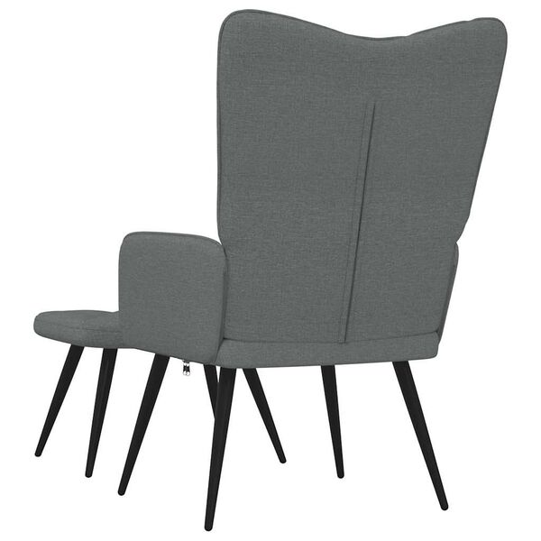 vidaXL Relaxing Chair with a Stool Dark Grey Fabric