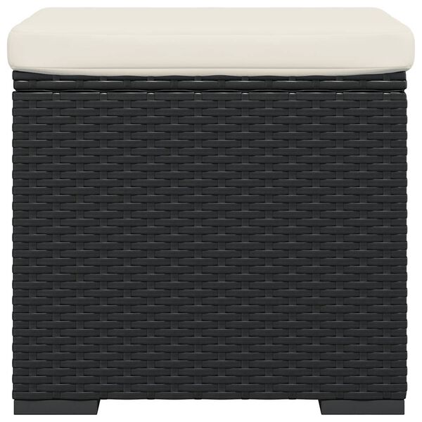 vidaXL Ottoman with Cushion Black 40x30x40 cm Poly Rattan