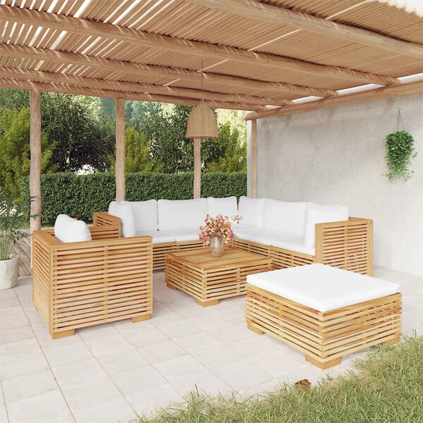 vidaXL 8 Piece Garden Lounge Set with Cushions Solid Teak Wood