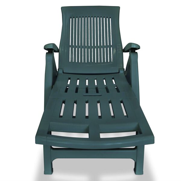 vidaXL Sun Lounger with Footrest Plastic Green