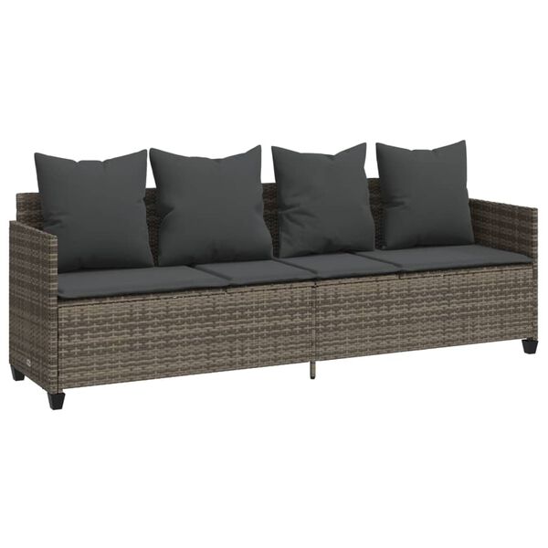 vidaXL 5 Piece Garden Sofa Set with Cushions Grey Poly Rattan