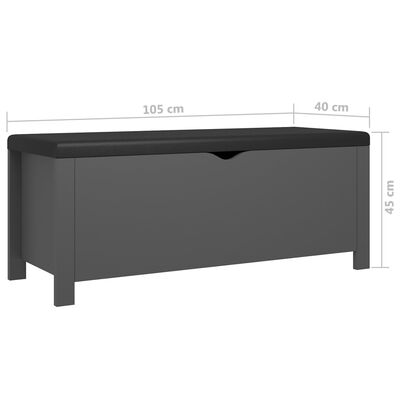 vidaXL Storage Box with Cushion Grey 105x40x45 cm Engineered Wood