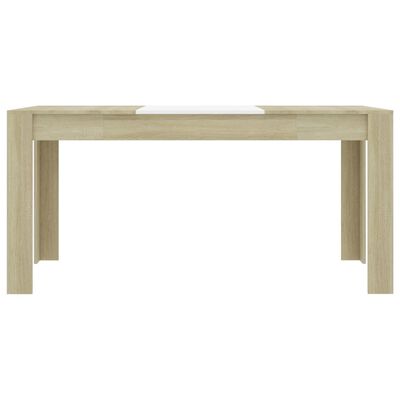 vidaXL Dining Table White and Sonoma Oak 160x80x76 cm Engineered Wood