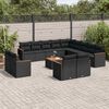 vidaXL 14 Piece Garden Sofa Set with Cushions Black Poly Rattan