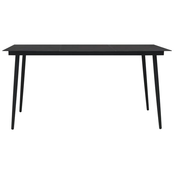 vidaXL Garden Dining Table Black 190x90x74 cm Steel and Glass