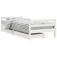 vidaXL Kids Bed Frame with Drawers White 90x190 cm Solid Wood Pine