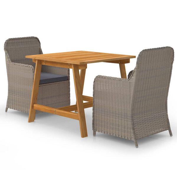 vidaXL 3 Piece Garden Dining Set Brown