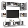 vidaXL 8 Piece TV Cabinet Set Concrete Grey Engineered Wood