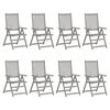 vidaXL Garden Reclining Chairs with Cushions 8 pcs Grey Acacia Wood