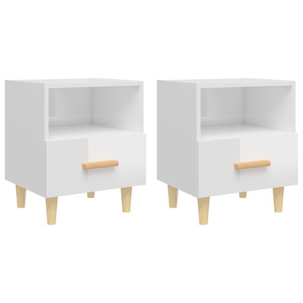vidaXL Bedside Cabinets 2 pcs High Gloss White 40x35x47 cm
