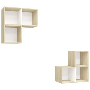 vidaXL 4 Piece TV Cabinet Set White and Sonoma Oak Engineered Wood