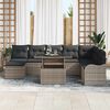 vidaXL Garden Sofa Set with Cushion 9 pcs Grey Poly rattan