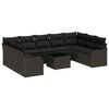vidaXL Garden Sofa Set 10 pcs Black Poly Rattan
