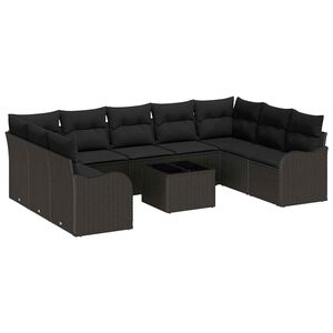 vidaXL Garden Sofa Set 10 pcs Black Poly Rattan