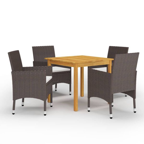 vidaXL 5 Piece Garden Dining Set Brown