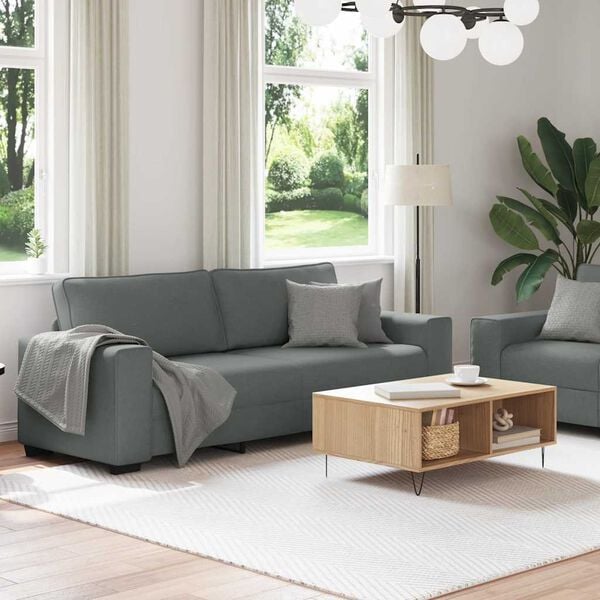 vidaXL 2 Piece Sofa Set with Cushions Dark Grey Fabric