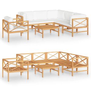 vidaXL 7 Piece Garden Lounge Set with Cream Cushions Solid Teak Wood